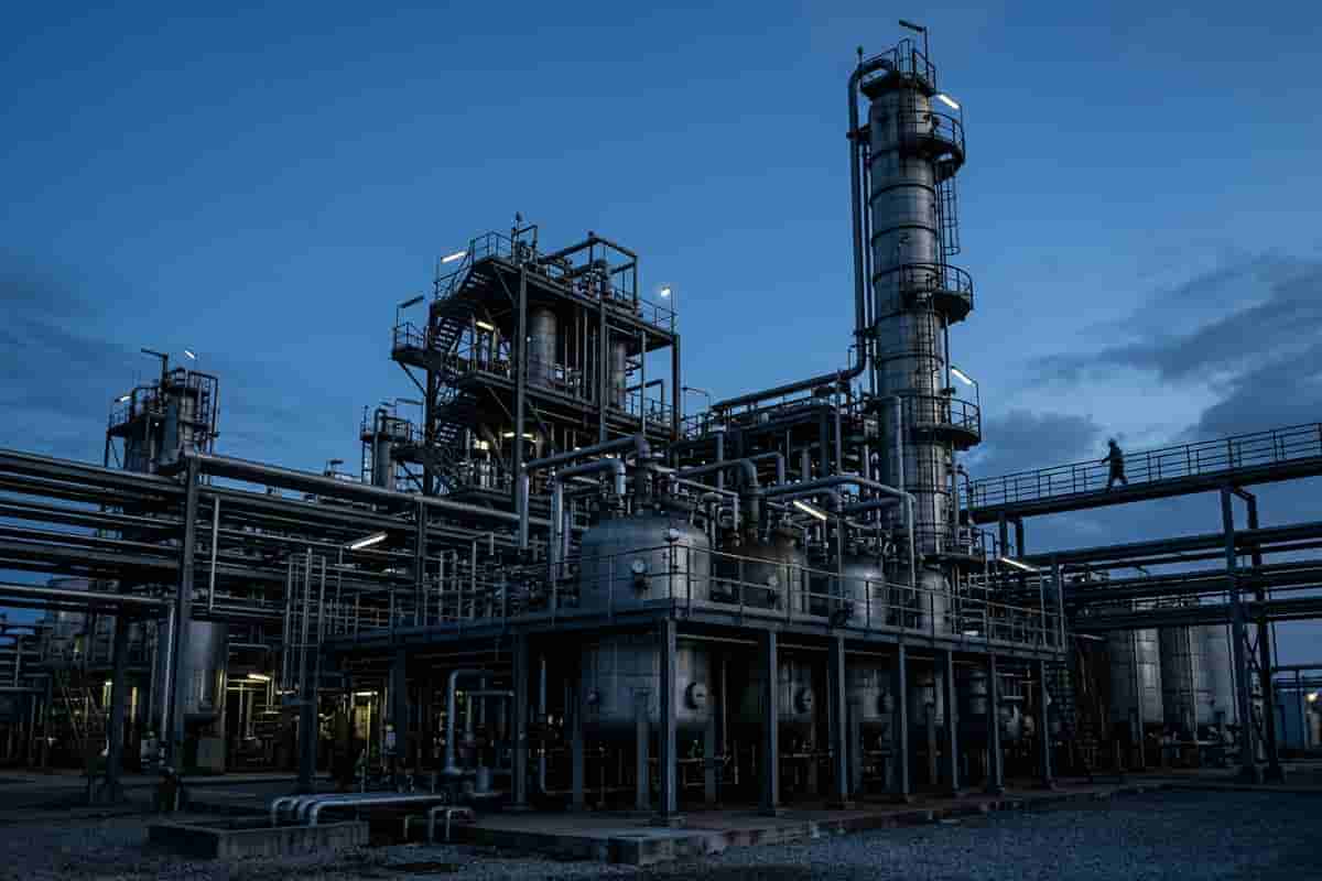 Chemical process plant with reactor vessels and pipe racks